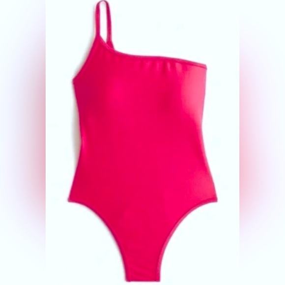 J. Crew Other - J. Crew Women’s Ribbed One Shoulder One Piece Swimsuit Hot Pink Size 8